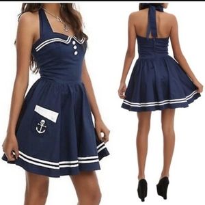 Hell Bunny 50s Sailor Nautical Halter Dress